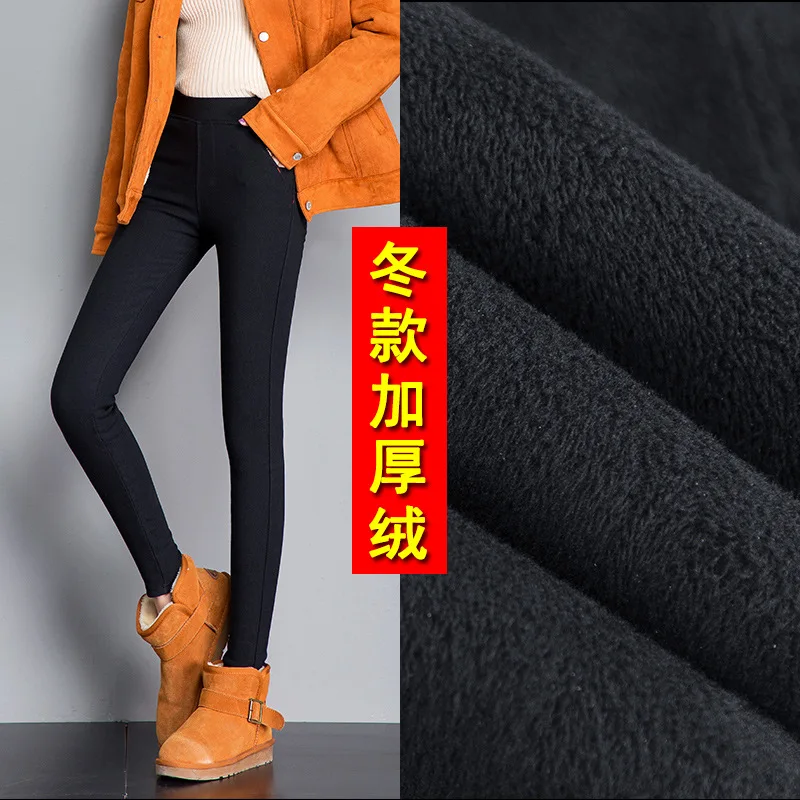 Stylish Sexy Black Imitation Denim Women\'s Leggings Winter Fleece High Waisted Warm Lolita Tight Imitation Jeans Pencil Pants