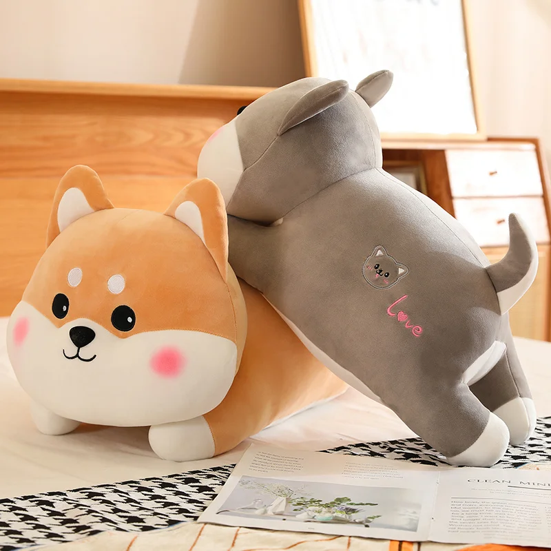 50/60cm Cartoon Cuddly Fat Lying Husky&Corgi Dolls Baby Kids Appease Dolls Soft Stuffed Animals Dog Peluche Elegant Gift