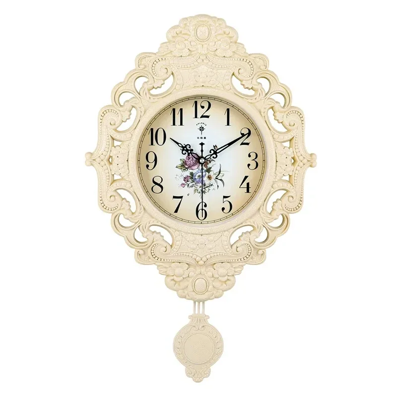 Luxury Large Wall Clock Pendulum Gold Silent Clock Vintage Living Room Retro Metal Wall Clocks Shabby Chic Home Decor Modren Hot