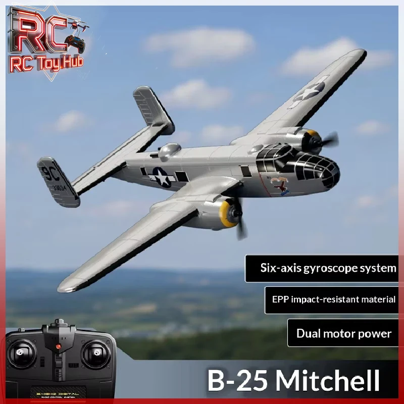 Volantex B25 Mitchell Bomber Remote Control Rc Fixed Wing 3 Channel Dual Motor Foam Airplane With Xpilot Stabilization System