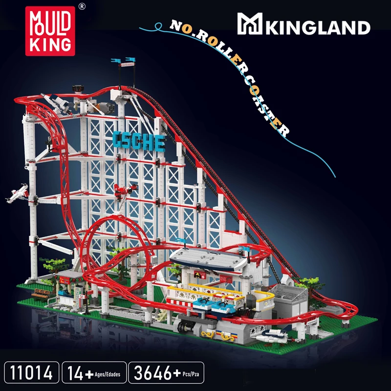 Molde rei 11014 bloco de construção de montanha russa técnica o conjunto de modelo de montanha russa motorizada compatível com brinquedos de tijolo 10261