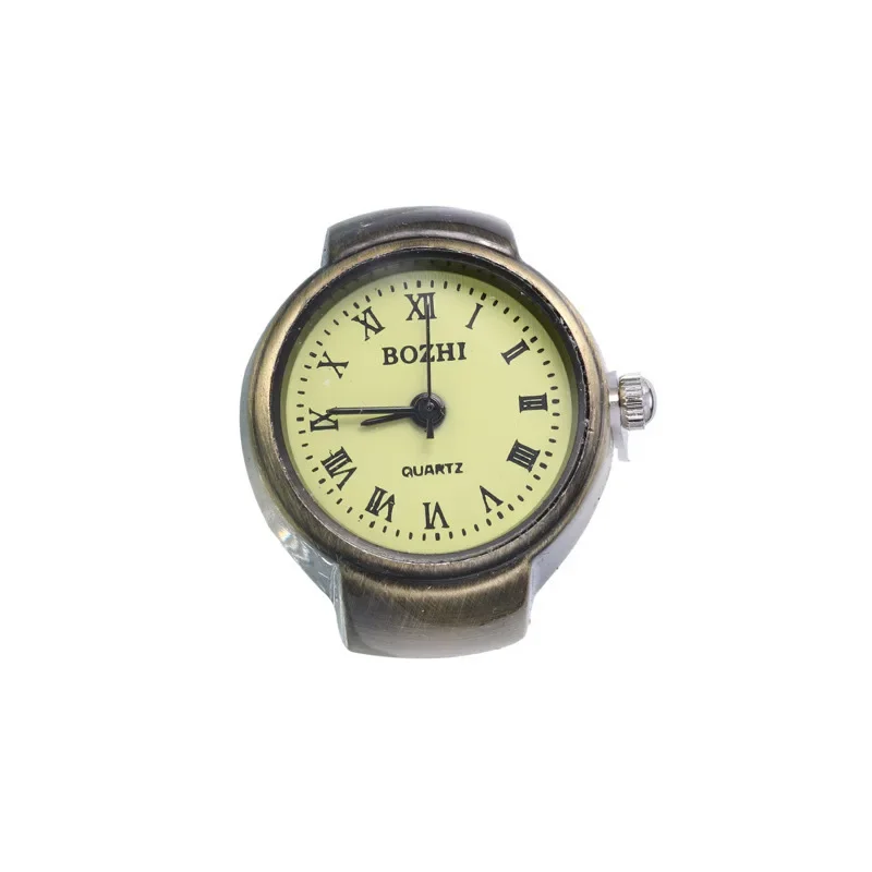 Reloj de dedo Vintage, Mini correa elástica pequeña, relojes de aleación, anillos de pareja, reloj de joyería con números romanos, anillo de reloj de cuarzo para mujer