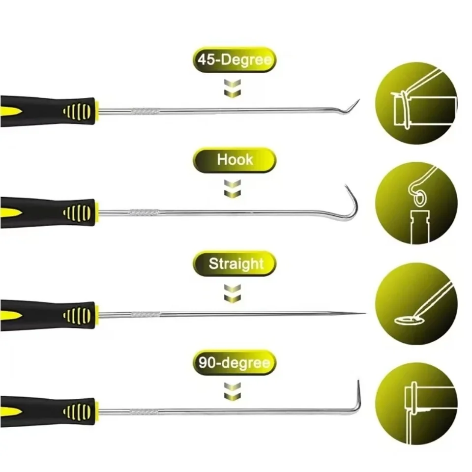 4pcs Pick and Hook Set Car Auto Oil Seal/O-Ring Seal Gasket Pick Hook Puller Remover Tire Stone Cleaning Auto Maintenance Tools