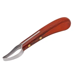 Horse Loop Hoof Knife Trimmer Blade Sheep Cattle Hoof Knife Double Edged Shears Cutter Wooden Handle Stainless Steel Poring Iron