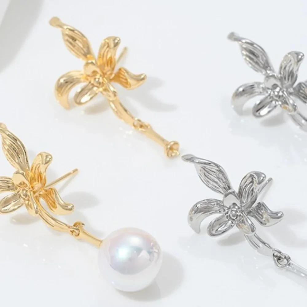 

Медный 14-каратный золотой цвет, ирис, капли воды, держатель для бусин, серьги-гвоздики с цветком, серьги-гвоздики ручной работы, аксессуары, материал