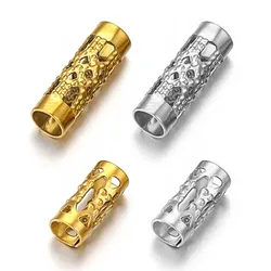 10 PCs 304 Stainless Steel Beads For DIY Charm Jewelry Making Necklace Tube Filigree Hole: Approx 3mm