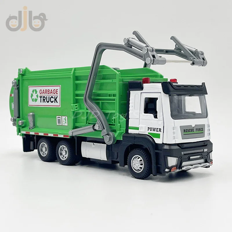 1:50 Diecast Truck Model Toy Sanitation Garbage Truck Miniature Replica With Sound & Lights Children Gifts