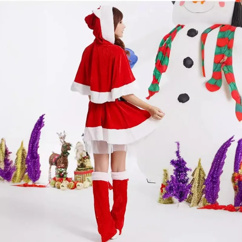 Europe and The United States Christmas Costumes Adult Girls Big Size Red Performance Clothes Sexy Party Santa Claus Clothes Suit