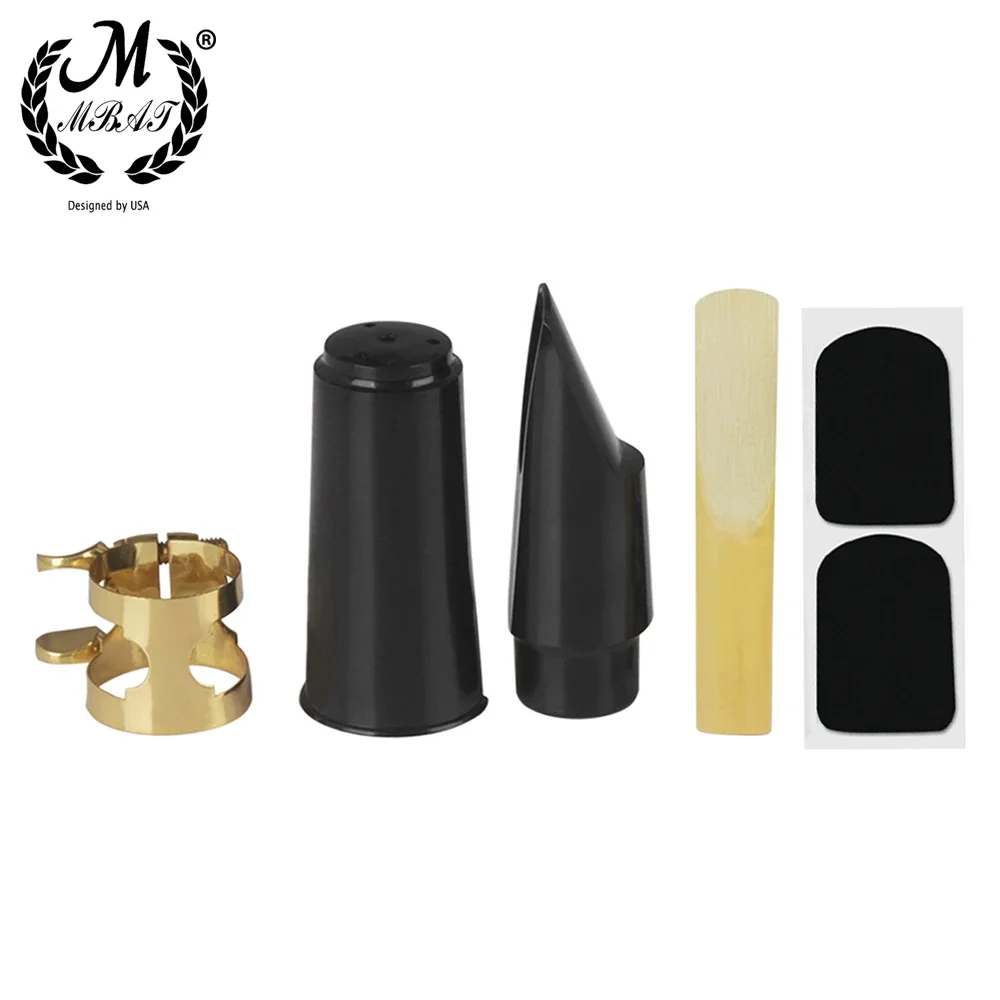 M MBAT Alto Tenor Sopran Sax Saxophon Mundstück Kunststoff mit Kappe Metall Schnalle Reed Dental Pad Holzblasinstrument Zubehör – Detail 6