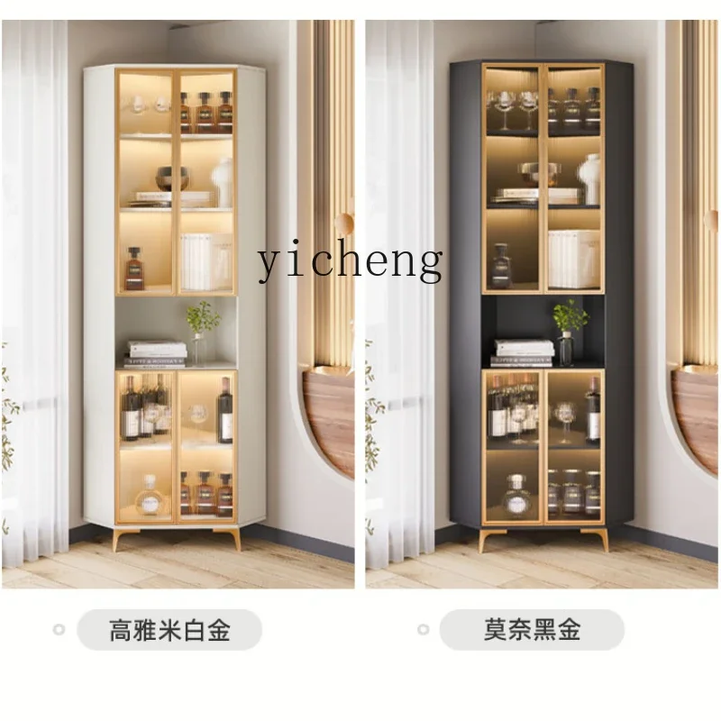 ZC solid wood corner cabinet modern simple living room wine cabinet corner glass triangle cabinet