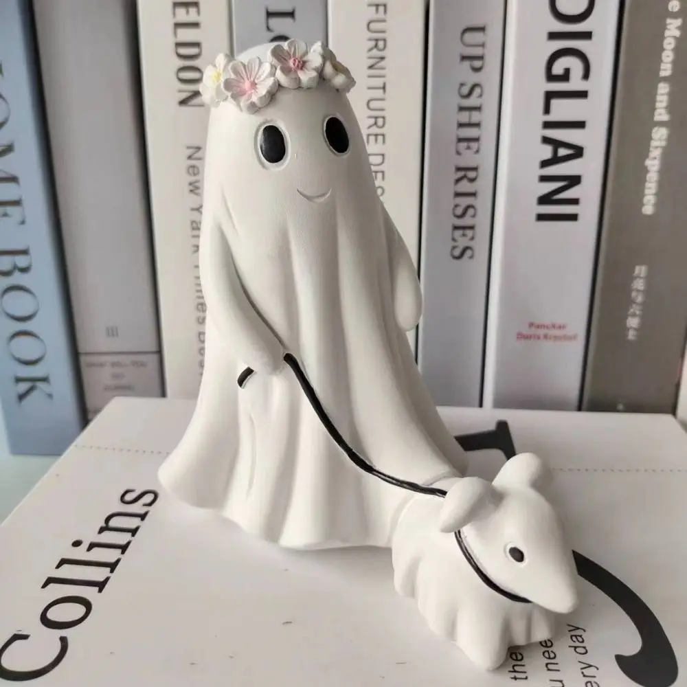 Halloween Ghost Walking Dog Statue Ornament, Cute Ghost Walking Puppy Decoration, Halloween Home Tabletop Decoration