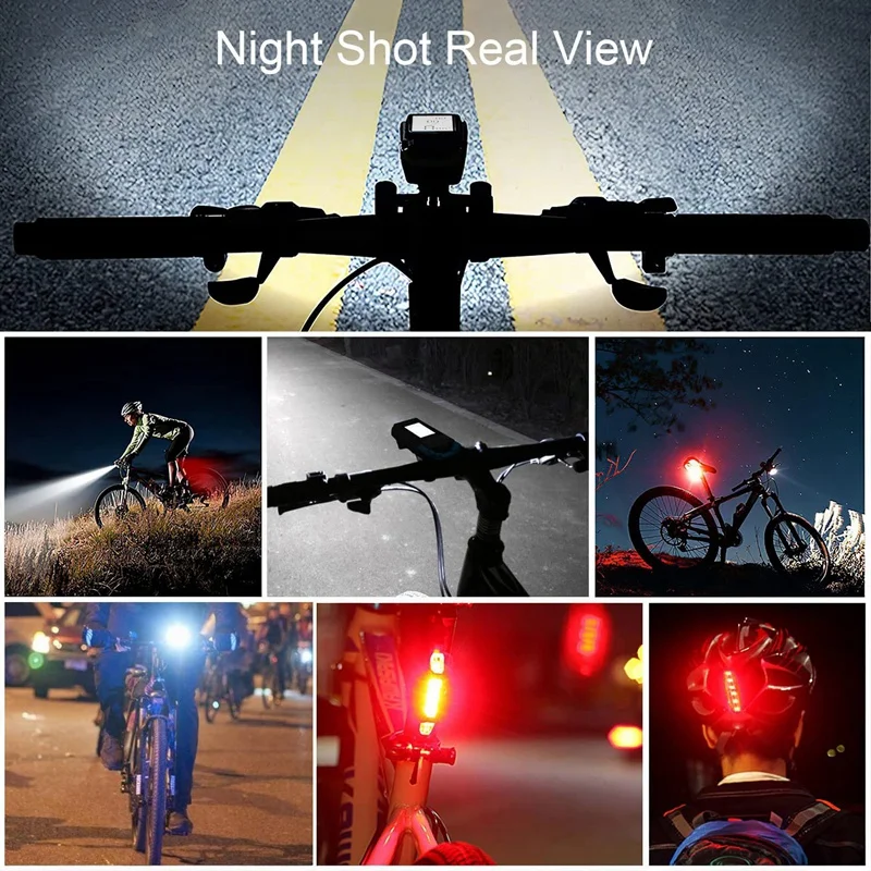 Bike Headlight With LCD Display Speedometer And Horn USB Rechargeable Bicycle Computer Black Plastic For Outdoor Cycling C