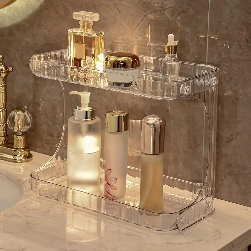 Hot Sale Double Layer Organizer Shelf Makeup Storage Rack Durable Cosmetic Holder Household Storage Supplies