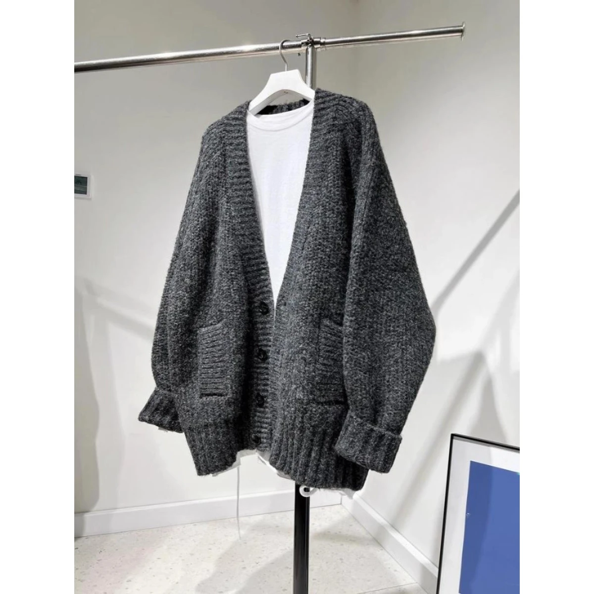 

Extra Large 300 Pou Lazy Sle Japanese Thin Men's Thi Knit Cardigan Top Autumn Winter Knitwear Trendy Outerwear