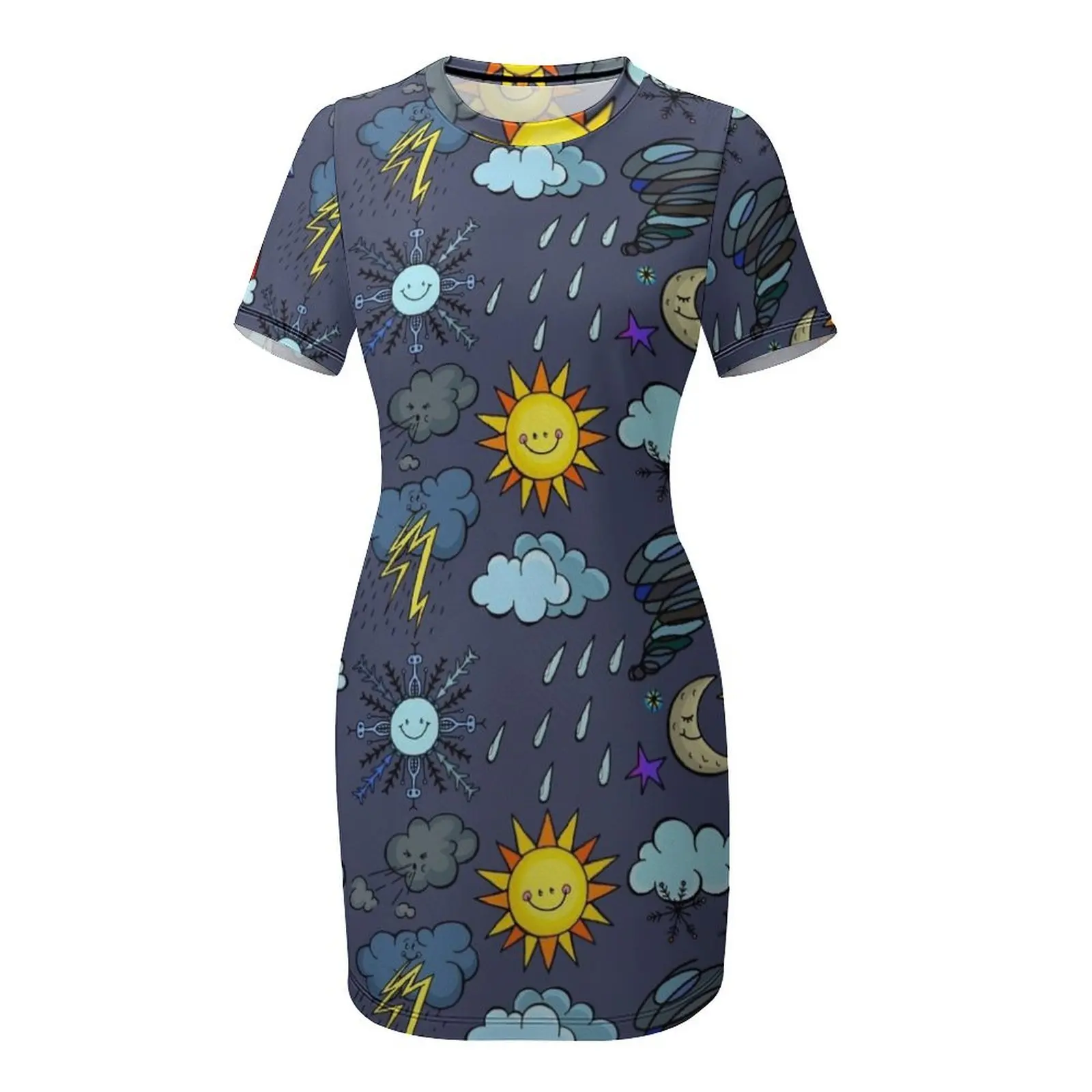 Weather Doodles Short Sleeved Dress luxury women's party dress evening prom women's evening dresses birthday dress