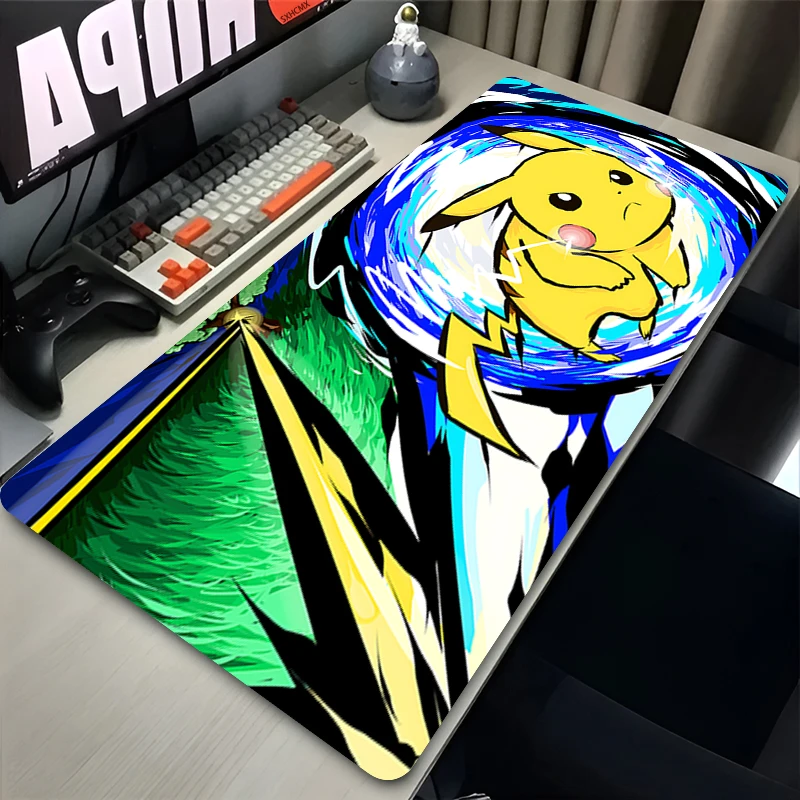 Mouse Pad P-pokemon Pikachu Computer Gaming Accessories Mousepad Laptop Desk Mat Gamer Carpet Locking Edge Rubber Mouse Pads