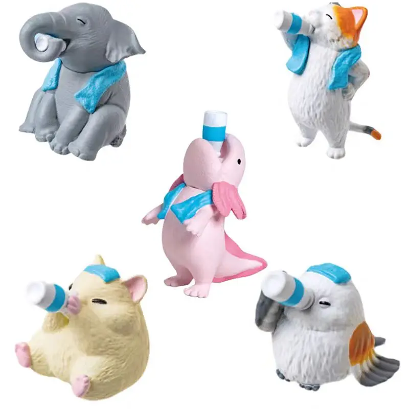 

Genuine Action Figure Milk Drinking Animals Gacha Cats Elephants Cartoon Cute Ornaments