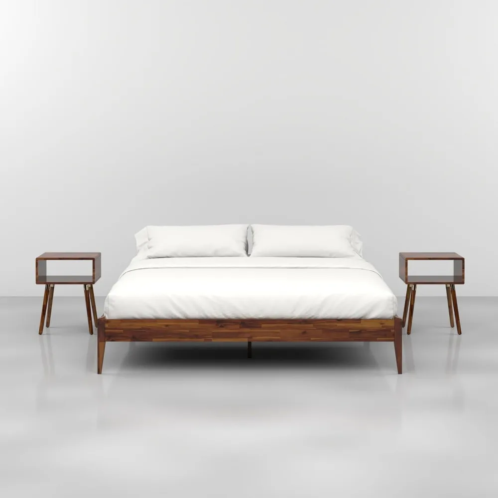 Struttura letto con piattaforma in legno massello alto 15 pollici - Falegnameria giapponese realizzata - Stile moderno e minimalista