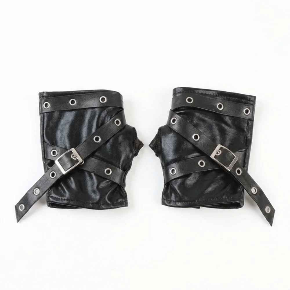 Retro Rivet Half-finger Gloves Black Hip Hop Fingerless Mittens Korean Style Hip hop Arm Cover Stage