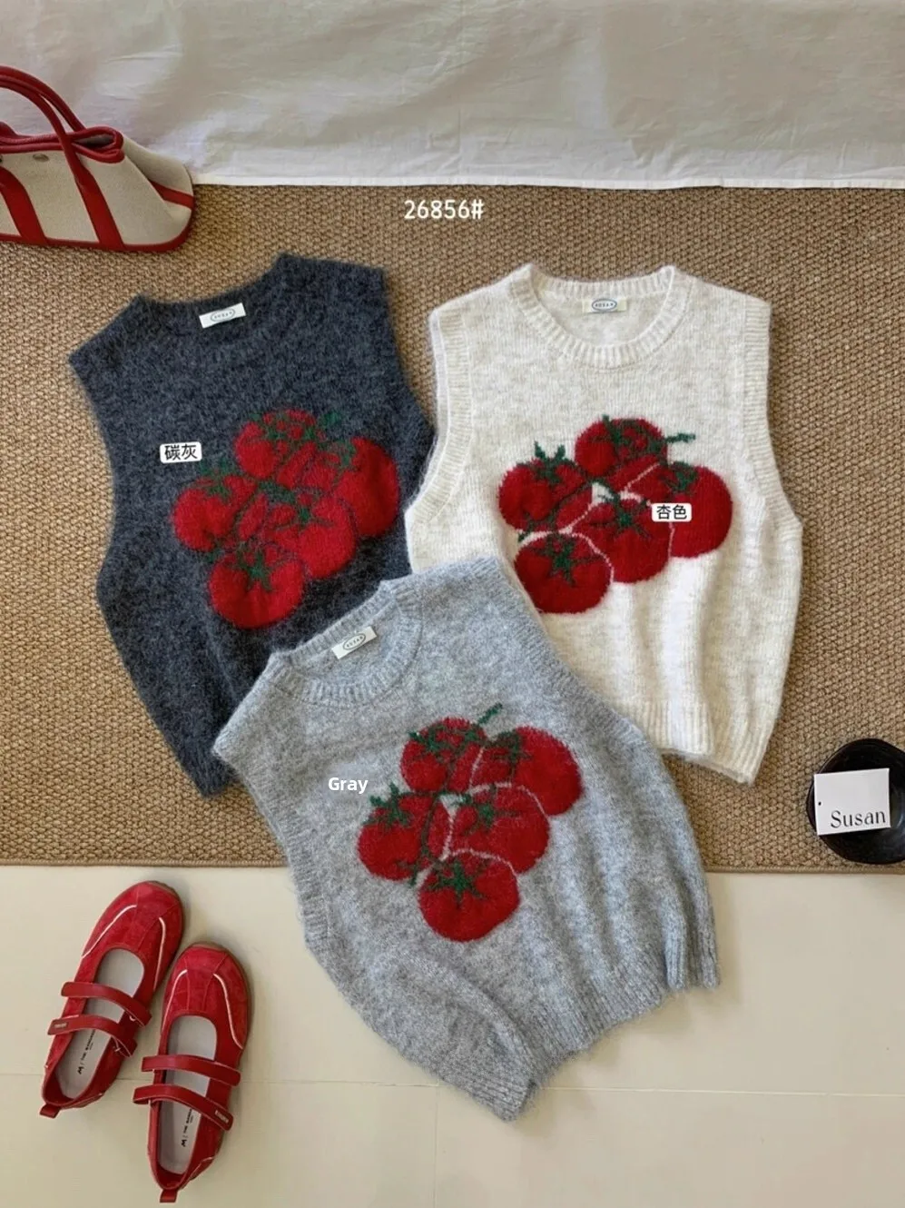 

Warm Camel Hair Knitted Vest Women's Layering Top Purple Red Fluffy Feel Commute Sle Loose Fit round Ne Regular Thin