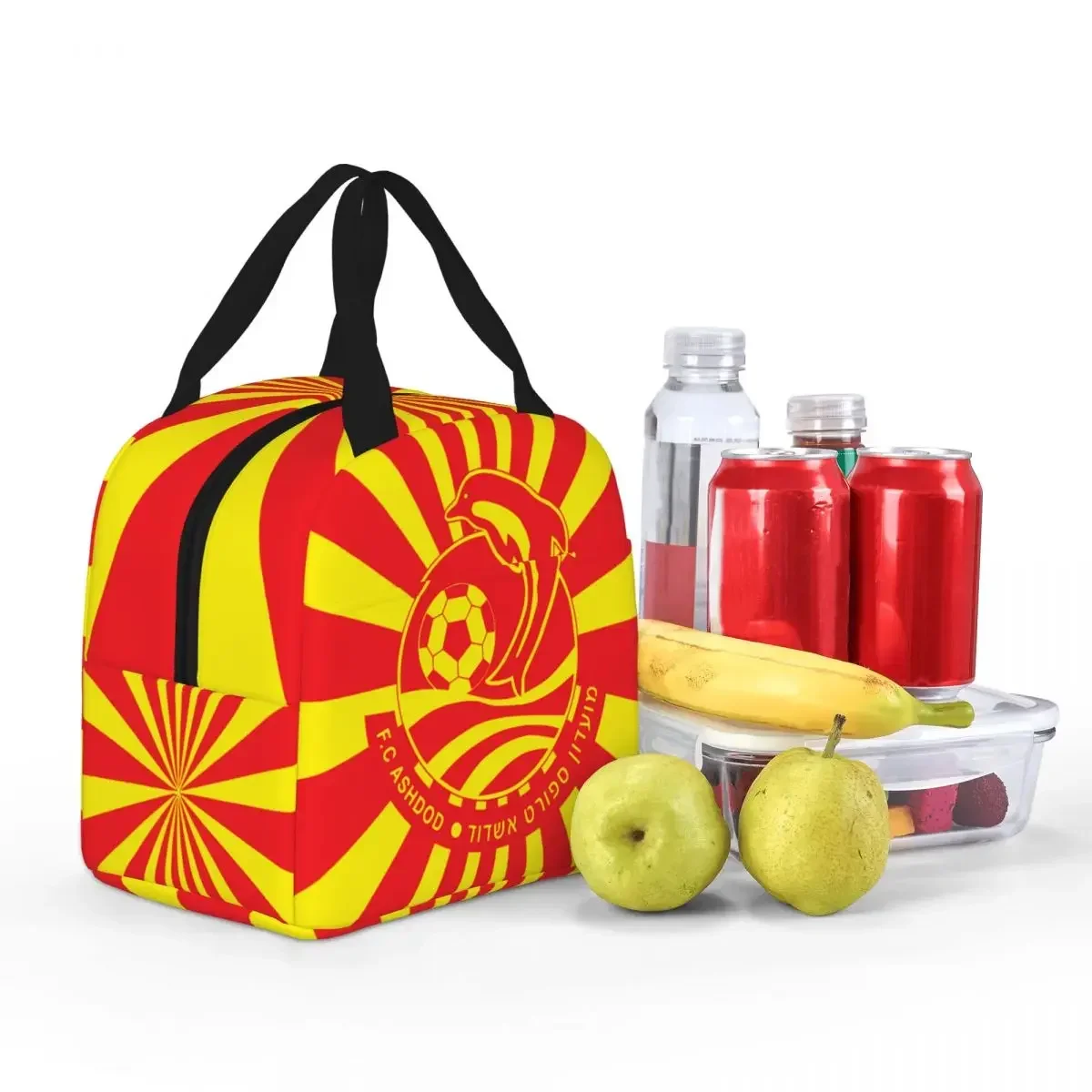 Ashdod FC Lunch Bag Large Capacity Waterproof Thermal Insulation Food Storage Box School Work Adults Kids Unisex