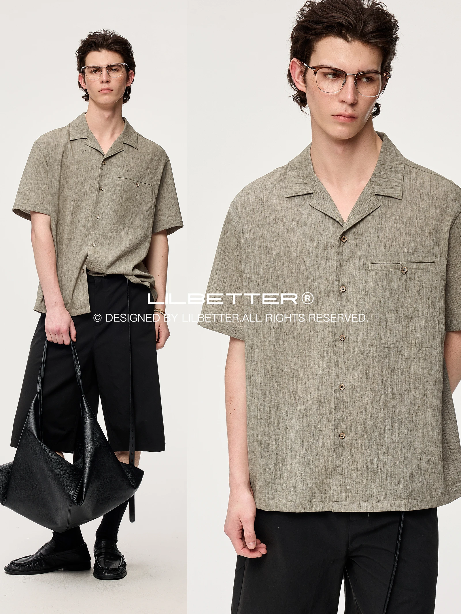 Lilbetter Cotton Linen Cuban Collar Short Sleeve Shirt Loose Fit Summer Casual Texture Men's Fashion Urban Style Regular Length