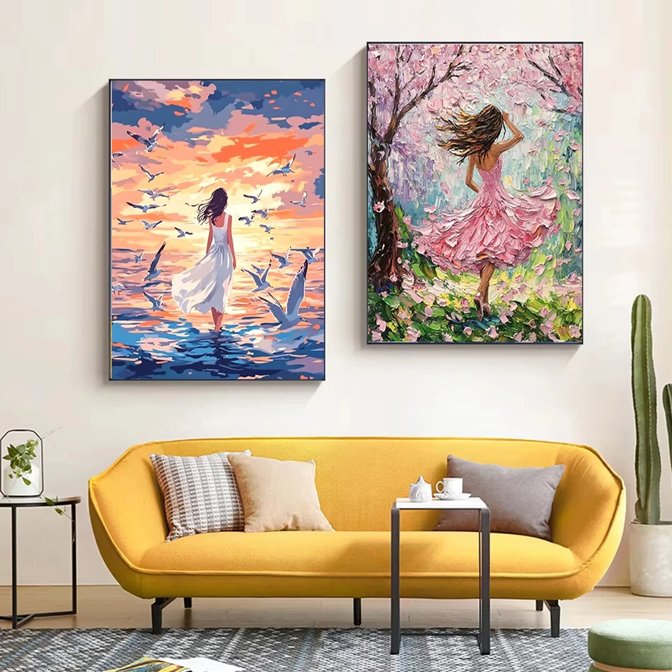 

Наборы для рисования маслом по номерам, фигурка красоты, пейзаж, сделай сам, цифровые фотографии, домашний декор, подарки для баров, гостиных, безрамные