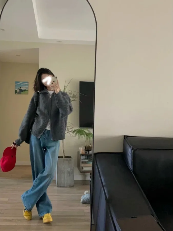 ay Collared Knit Sweater Coat Women's Autumn Winter Soft Cozy Loose Outerwear High End Feel Beautifully Stitched Open Cardigan