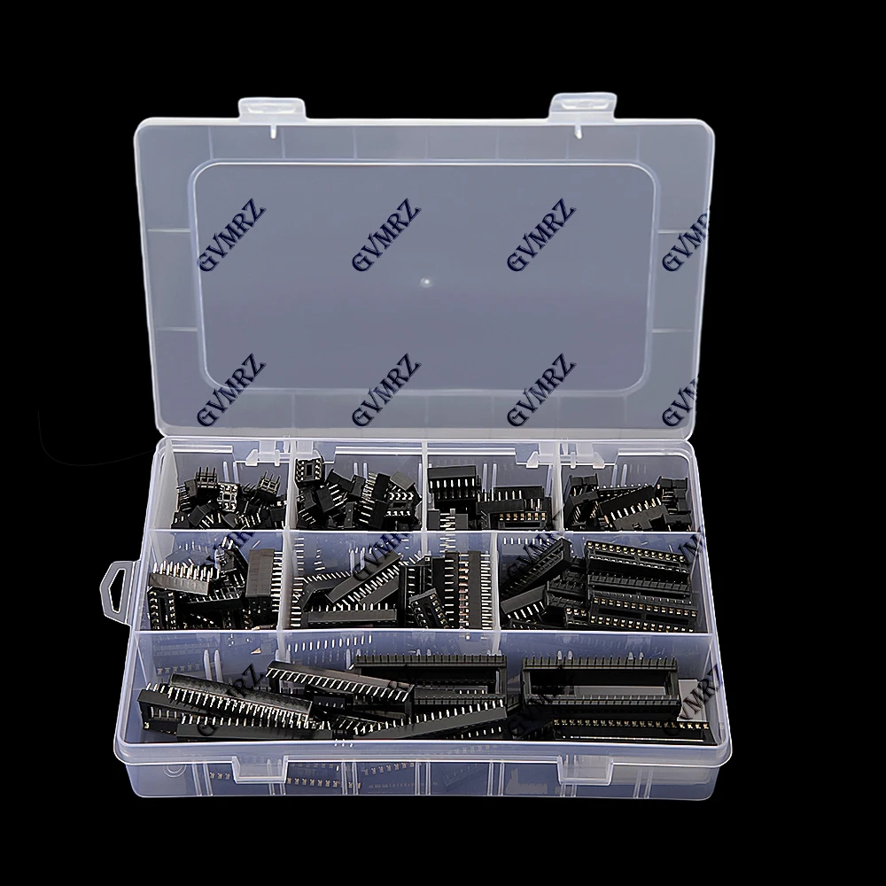 150PCS/lot with Box DIP IC Sockets Adaptor Solder Type Socket Kit 6 8 14 16 18  DIP-6 DIP-8 DIP-14 IC Connector 24 28 40 Pin