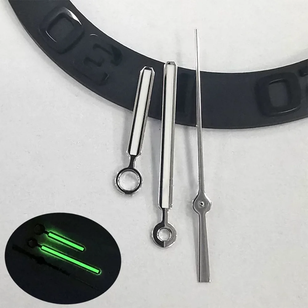 Аксессуары для часов, стрелки с зеленым светом, подходят для NH35, NH36, механизм, час, минутные секунды, 3-контактные запасные части