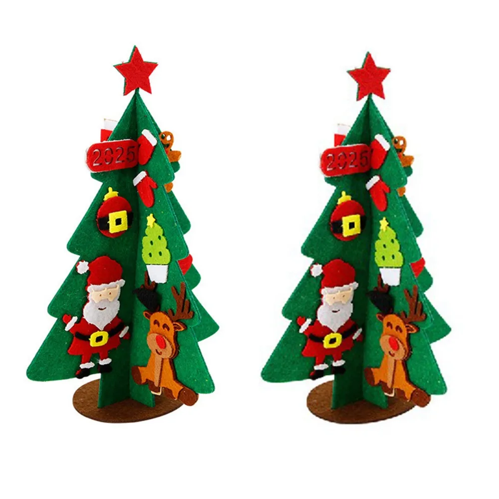 

2Pcs/set Handmade DIY Felt Christmas Tree Easy to Install Cartoon Simulated Christmas tree Mini Christmas Tree Material Package