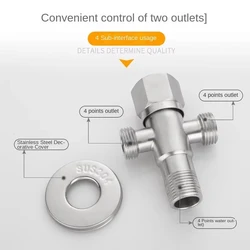 Stainless steel bathroom quick opening triangle valve G1/2 threaded water inlet two-way angle valve faucet accessories