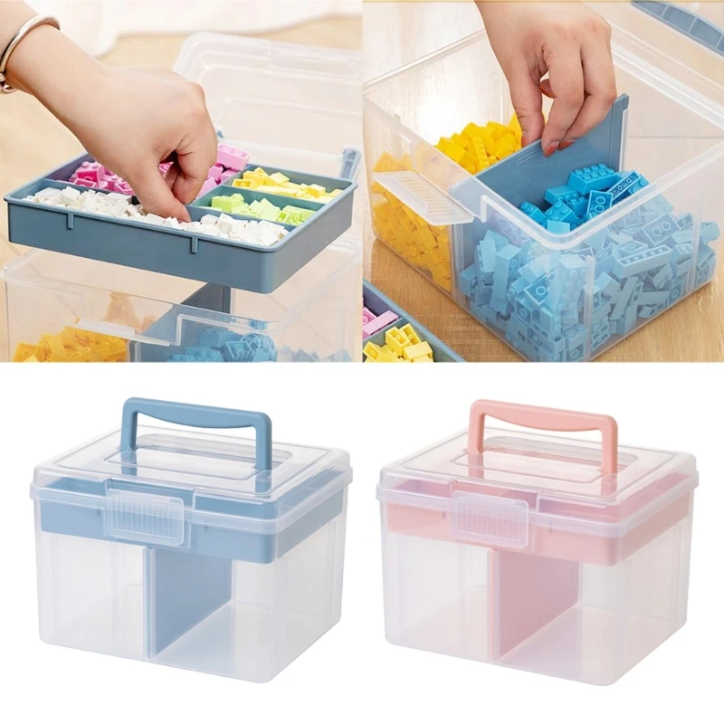 Stackable Craft Storage Box Plastic Adjustable Storage Containers with Carry Handle Transparent Containers  Dropship