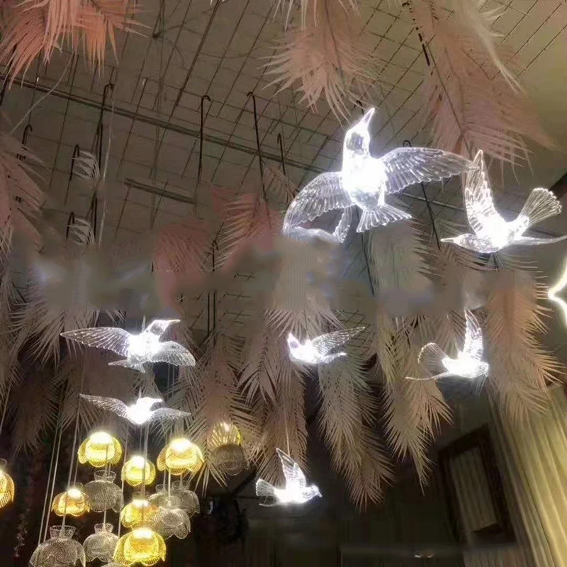 Modern Wedding Decoration Lamp LED Indoor Landscape Acrylic Flying Birds for Wedding Party Stage Atmosphere Light Decor