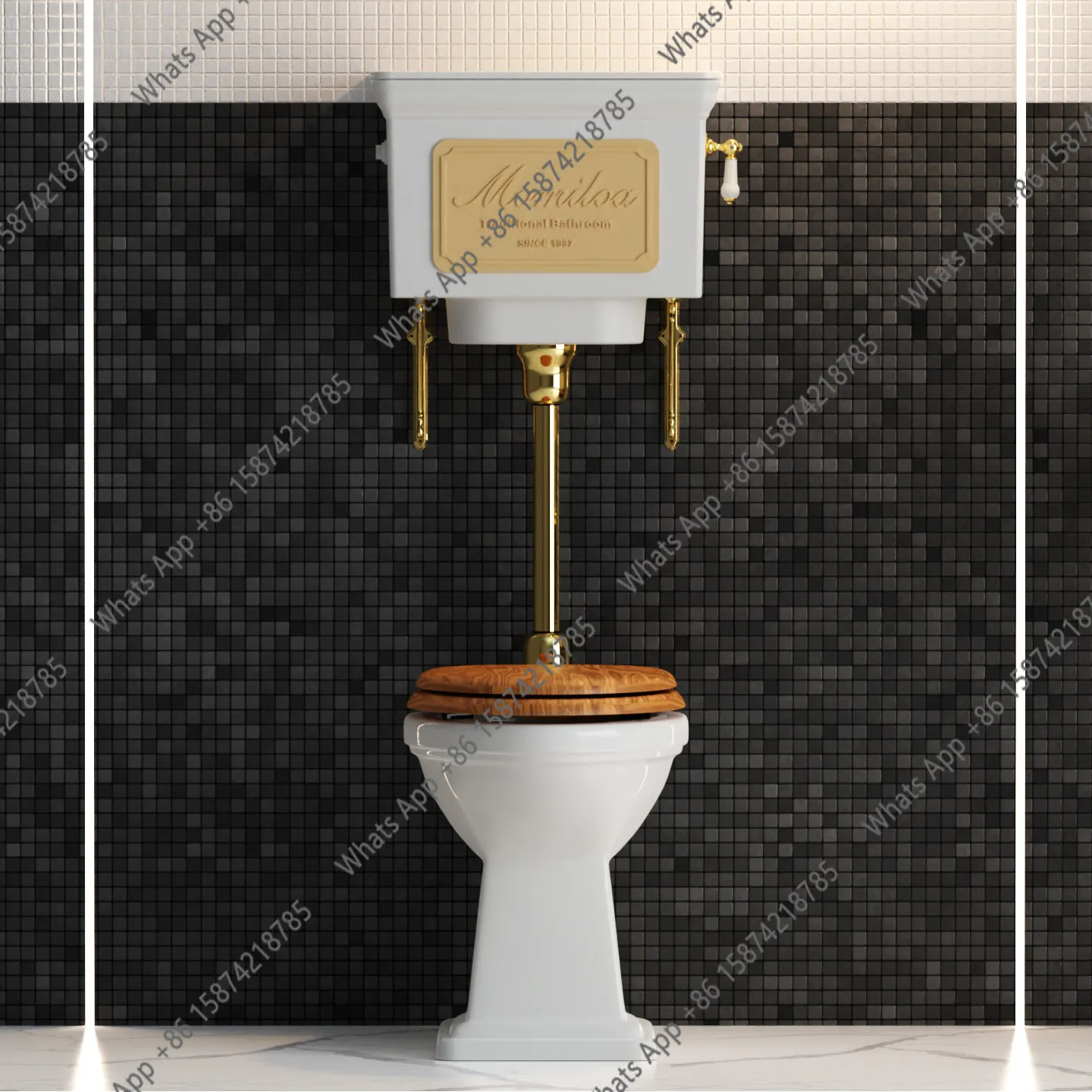 Industrial wind high water tank retro toilet floor row old-fashioned wall-mounted water tank ceramic customizable color bar