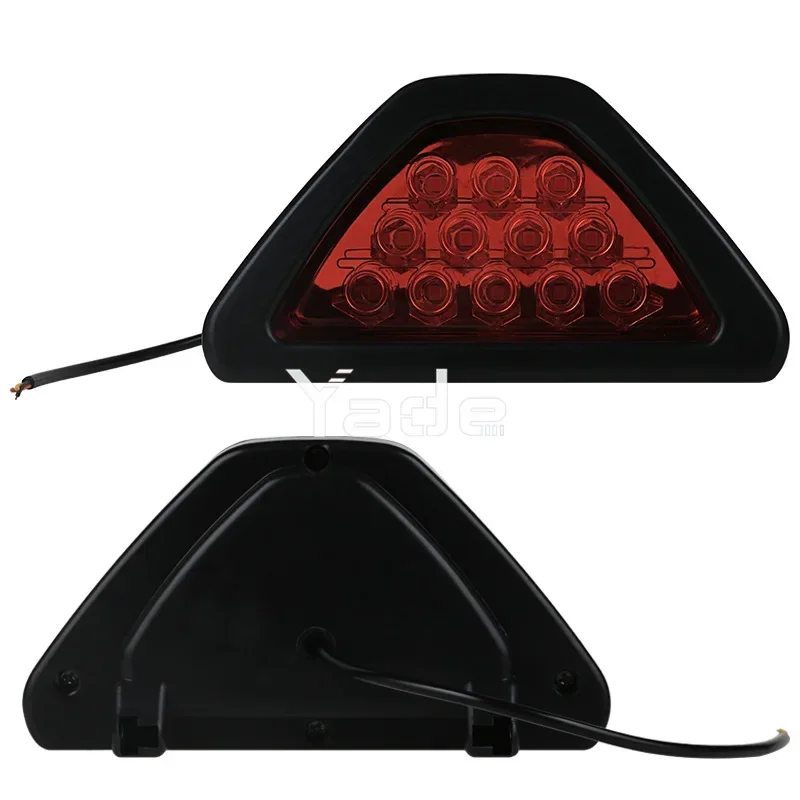 Universal Car Motorcycle LED Rear Stop Tail Light F1 Triangle Type Brake Light Flash Strobe Fog Lamp Warning Light Car Parts