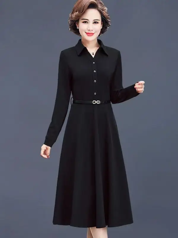 

Spring New plus Size Women's Dr Drapey Midi Length Slimming Casual Versatile Meat Concealing A-Line Skirt Polyester Fiber