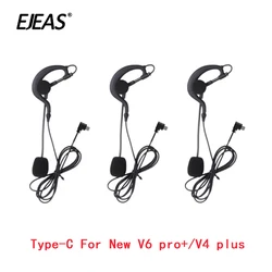 タイプCインターフェイス付きレフリーヘッドフォン,イヤーフック,オートバイ用ヘルメットインターホン,ejeas v6 pro plus v4 plus,1個,2個,3個,4個