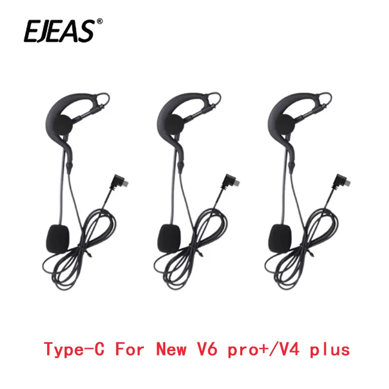 1/2/3/4Pcs Type-C interface Ear-hook Referee Headphone For EJEAS V6 Pro+ V4 Plus Motorcycle Helmet Intercom