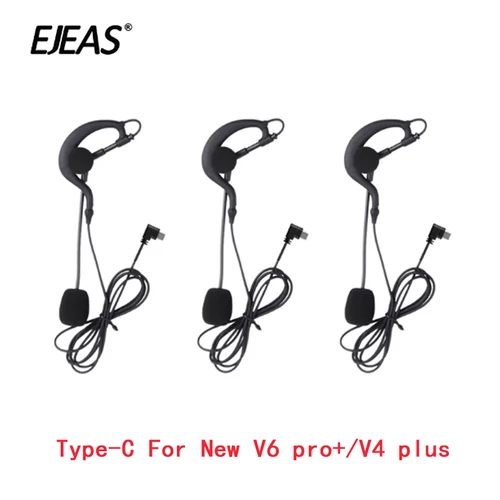 1/2/3/4 Uds interfaz tipo C auriculares de árbitro con gancho para la oreja para EJEAS V6 Pro + V4 Plus intercomunicador para casco de motocicleta