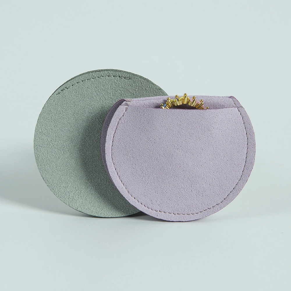 10 Stück niedliche 7 x 7 cm runde Schmuckbeutel aus Mikrofaser-Samt, Aufbewahrung, Geschenkbeutel, Ring, Ohrstecker, Armband, Anhänger, Halskette, Organizer – Detail 13