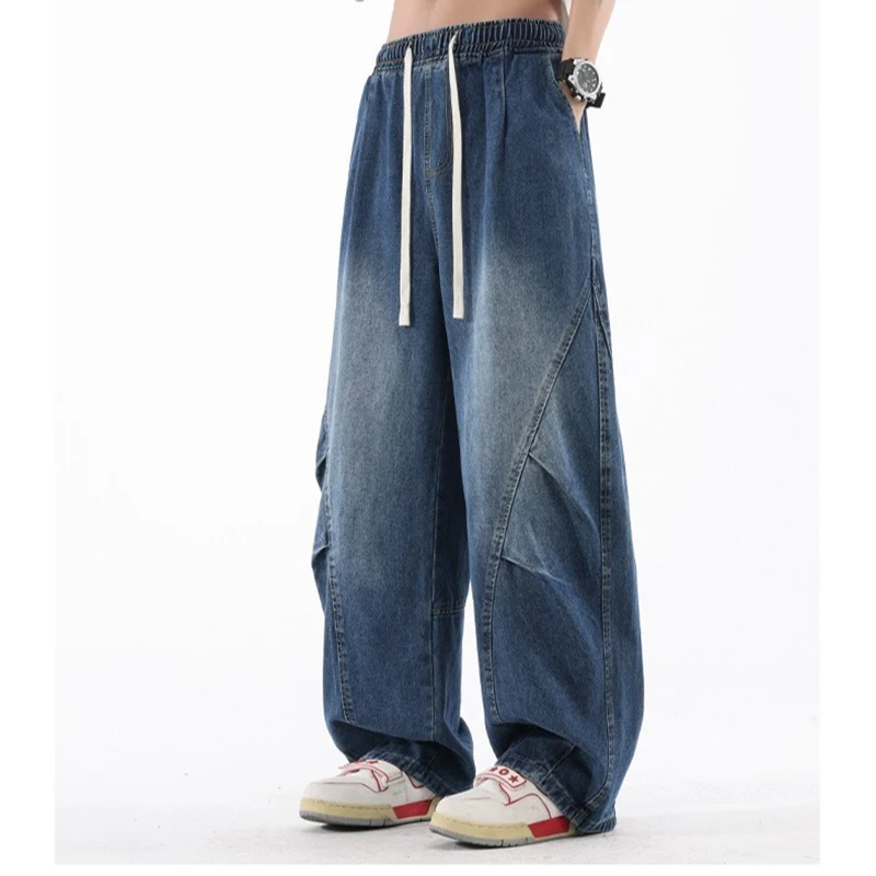 Men Black Jeans Autumn Straight Leg Loose Wide Leg Denim Pants Male Fashion Versatile Comfortable Daily Commute Trousers