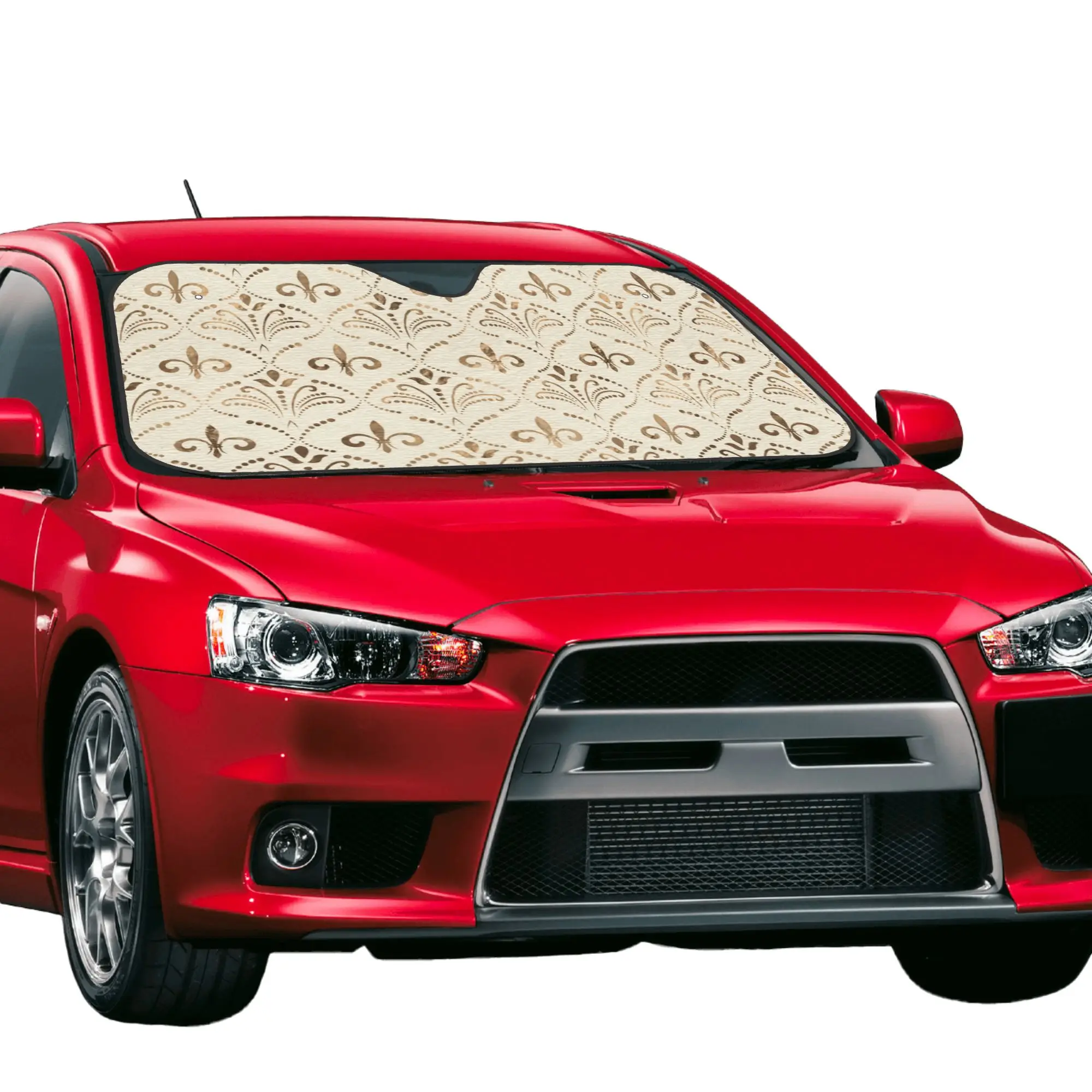 Elegant Fleur-de-lis Pattern Car Front Windshield Sun Visor Heat Insulation UV Protection Portable Aluminum Foil Auto Visor