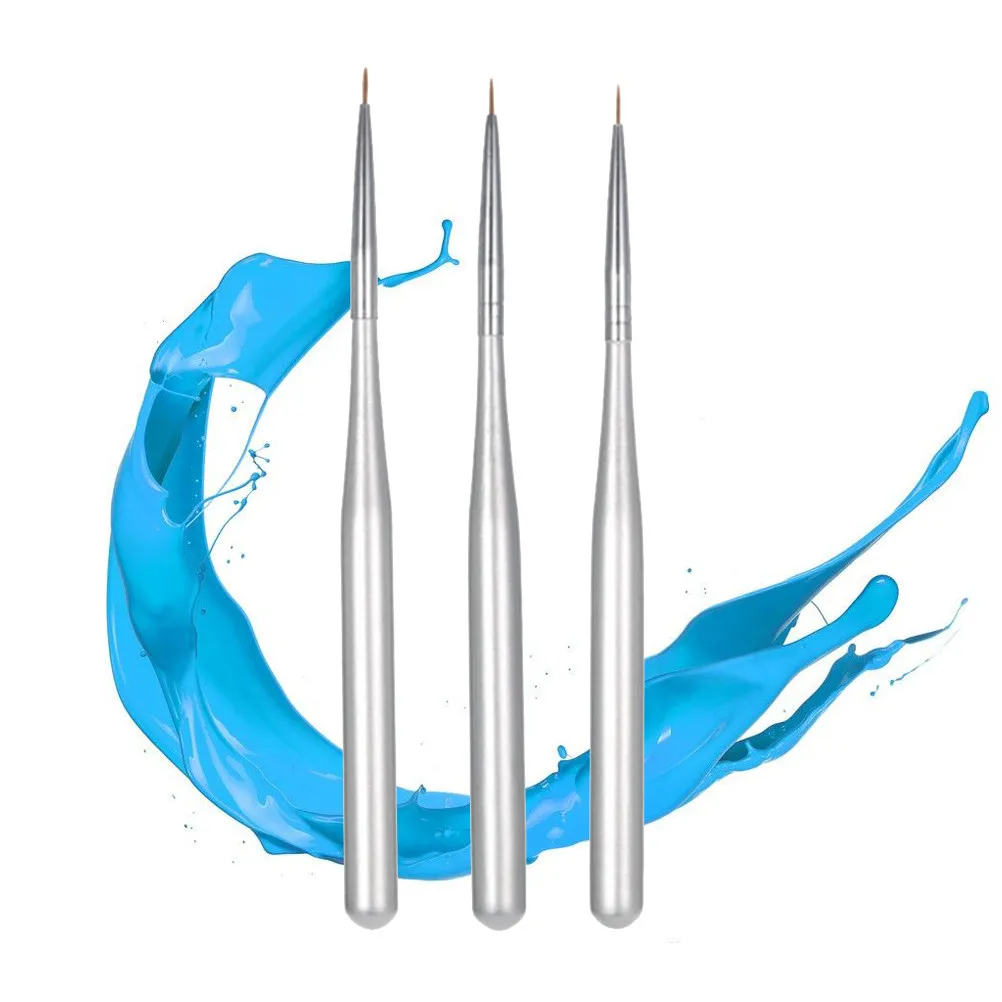 3Pcs Nail Art Liner Brush Set Fine Detail Painting Tool Various Brush Lengths Perfect for Nail Striping and Precise Lines
