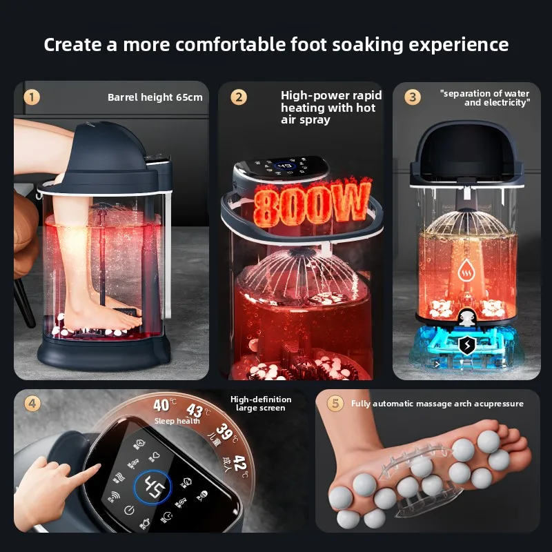 55cm Deep Bucket Automatic Constant Temperature Heated Foot Bath Fumigation Health Foot Spa Massager Electric Footbath Machine