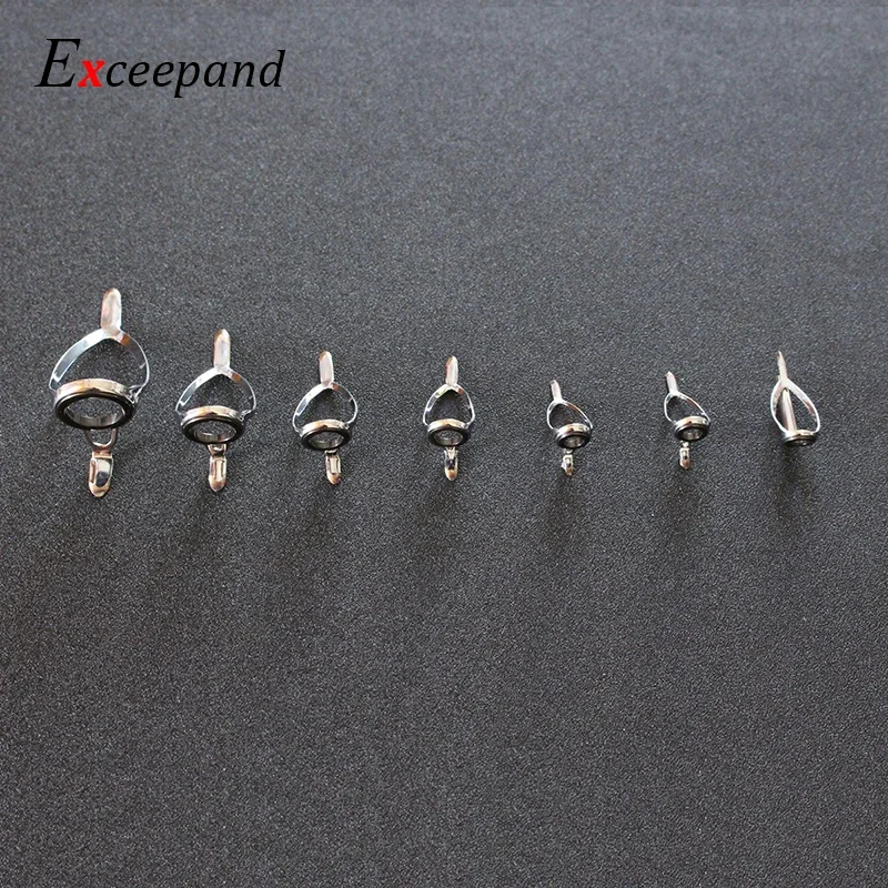 Exceepand 7 PCS Stainless Steel Frame Fishing Rod Guide Boat Rod Eye Line Ring for Fishing Rod Building or Repair