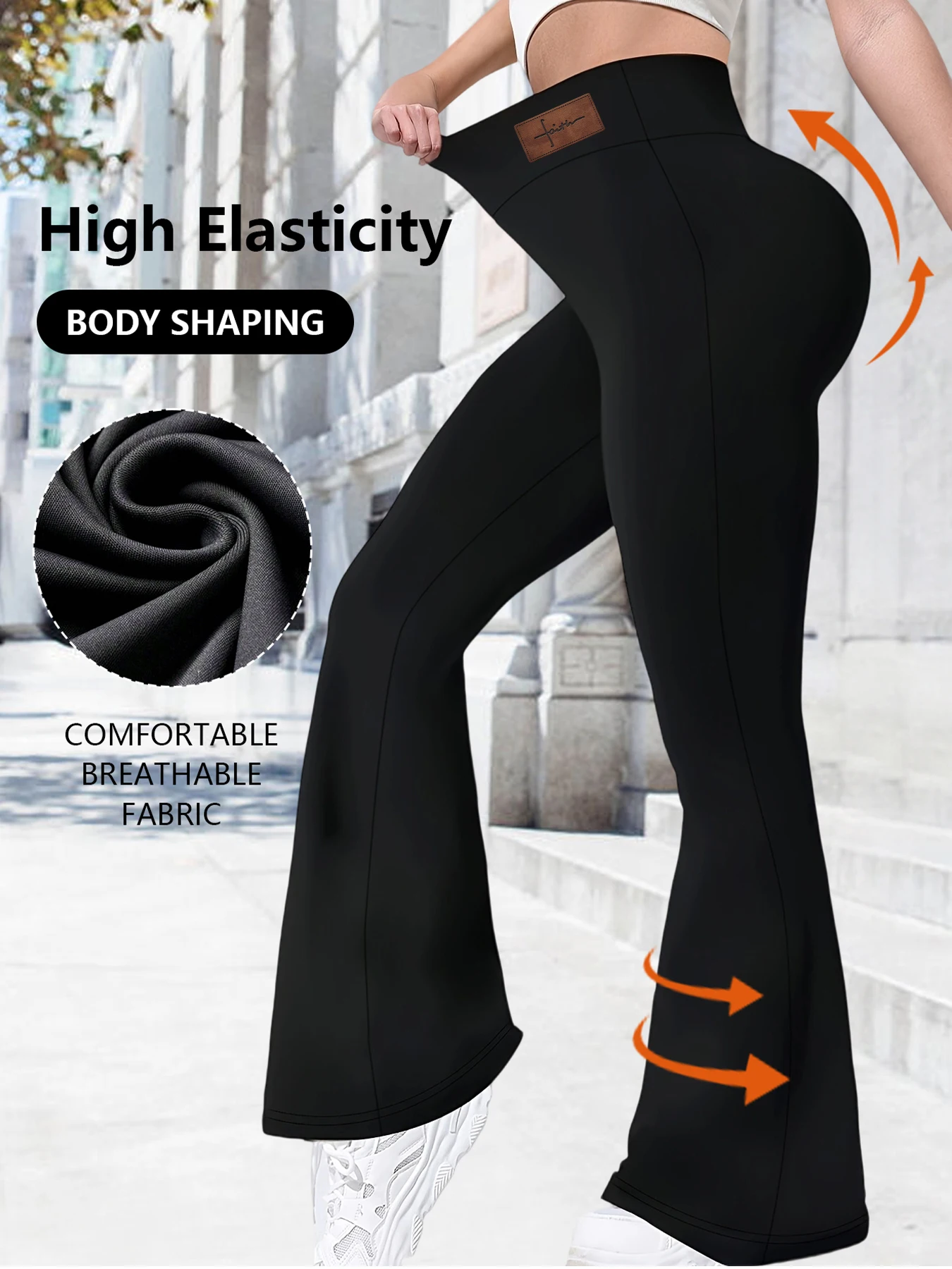 

Черные элегантные женские вязаные брюки-клешСексуальные женские брюки Уличная мода Повседневные тонкие универсальные узкие брюки