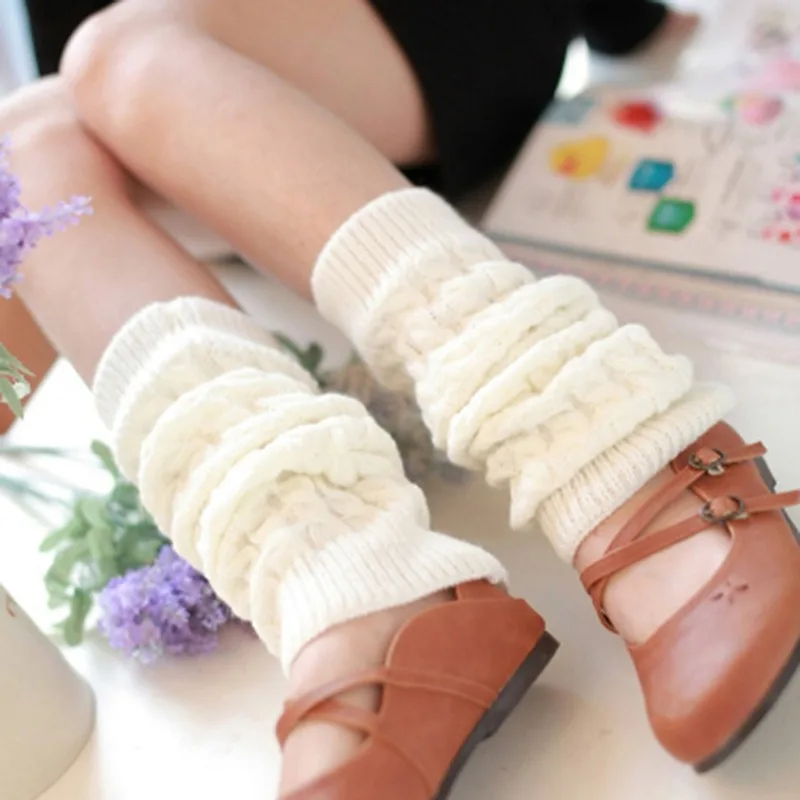 New Women Autumn And Winter Legwarmers Kapron Hemp Flowers Kneepad Leg Warmer Female Girls Pile Heap Socks Sports Safety