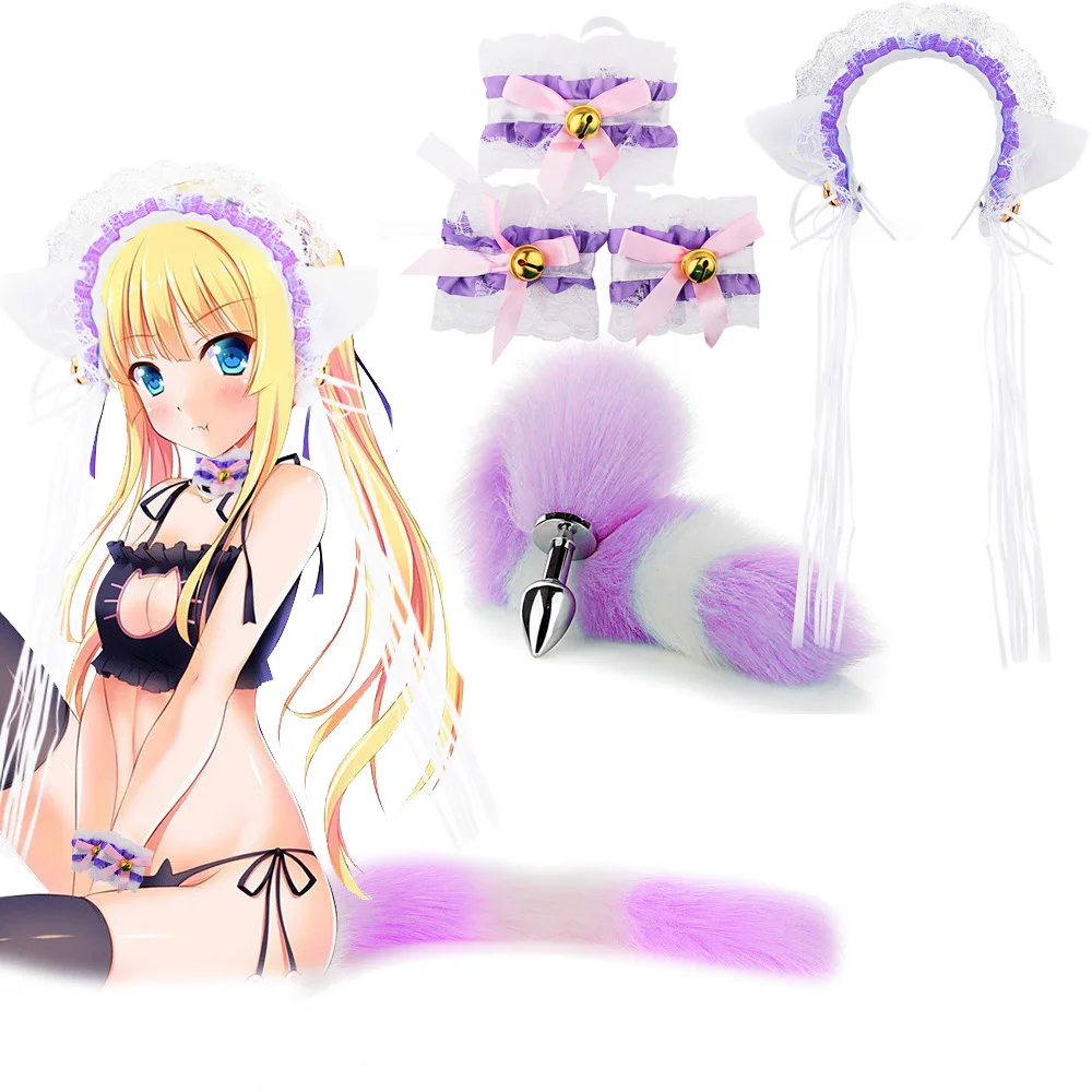 Adult sex toys tail set 5-piece back court fox tail anal plug flirting play factory wholesale SM