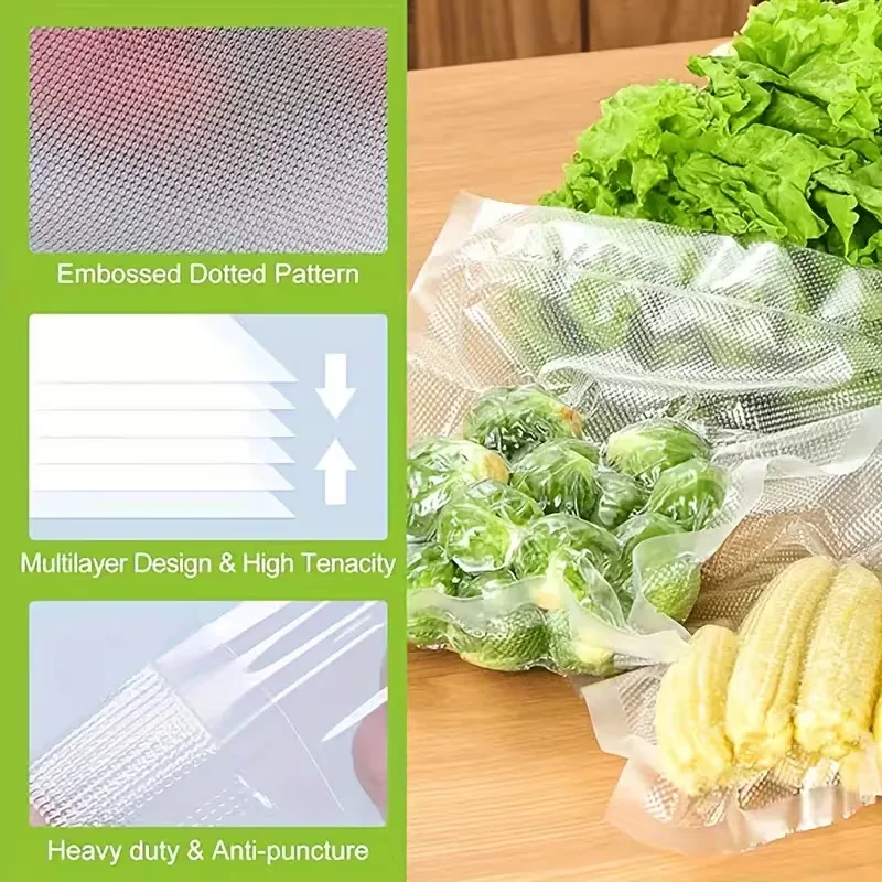 100 Bolsas para Envasar al Vacío para Conservar Alimentos, Sellado Hermético, Grado Alimenticio, Resistentes, Ideales para Almacenamiento al Vacío, Preparación de Comidas o Sous Vide
